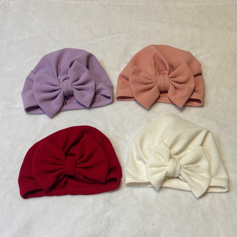 Charming Kids' Bow Knot Turban Set - Lavender, Peach, Crimson, Ivory